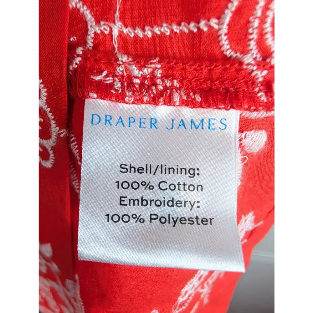 Draper James Simone Dress Floral Embroidered Ruffle Mini Cotton Red Size XL - Picture 8 of 11